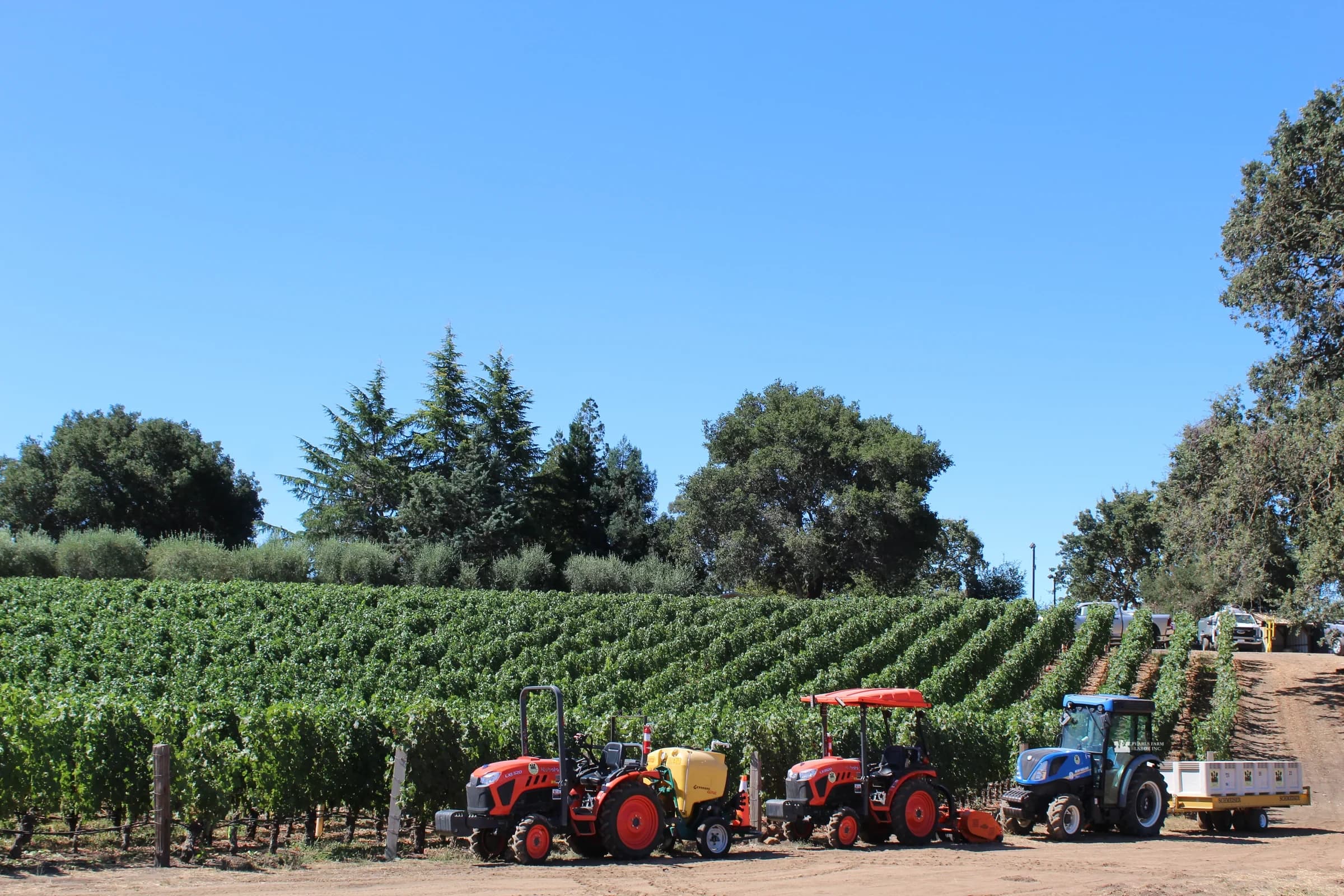 Pearls tractors and field equipment ready for scheduled work